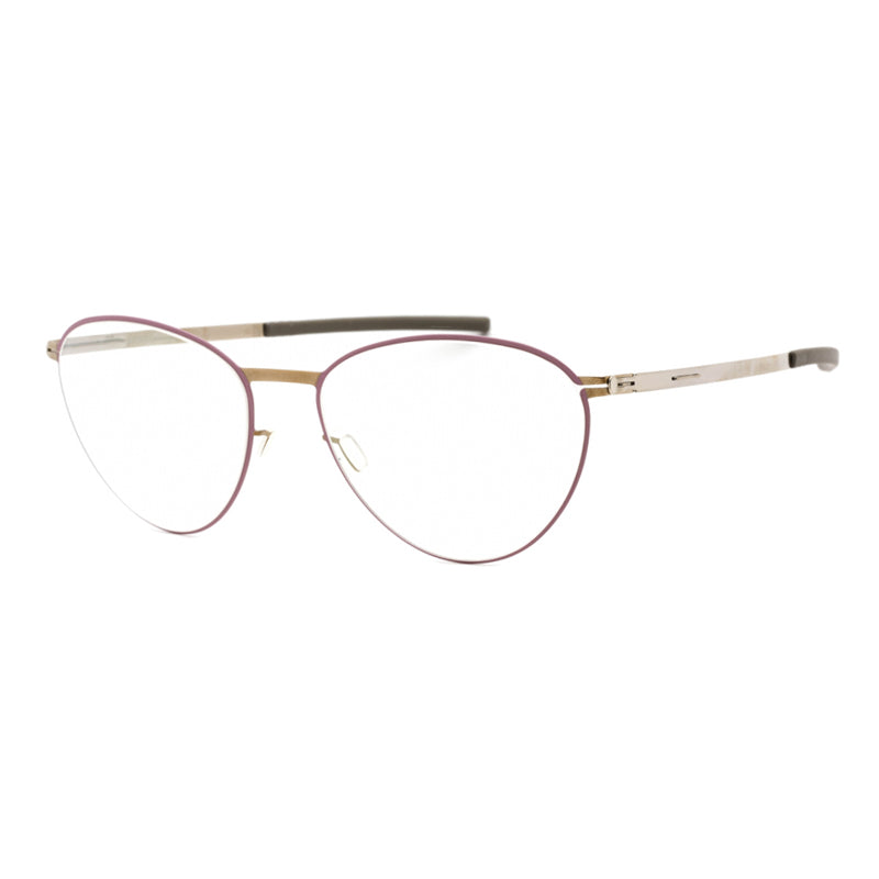 Ic! Berlin Eyeglasses Round Full Rim, Orchid Bronze Circle Warm Grey Frame and Clear Demo Lenses Lens BOREASM1419119