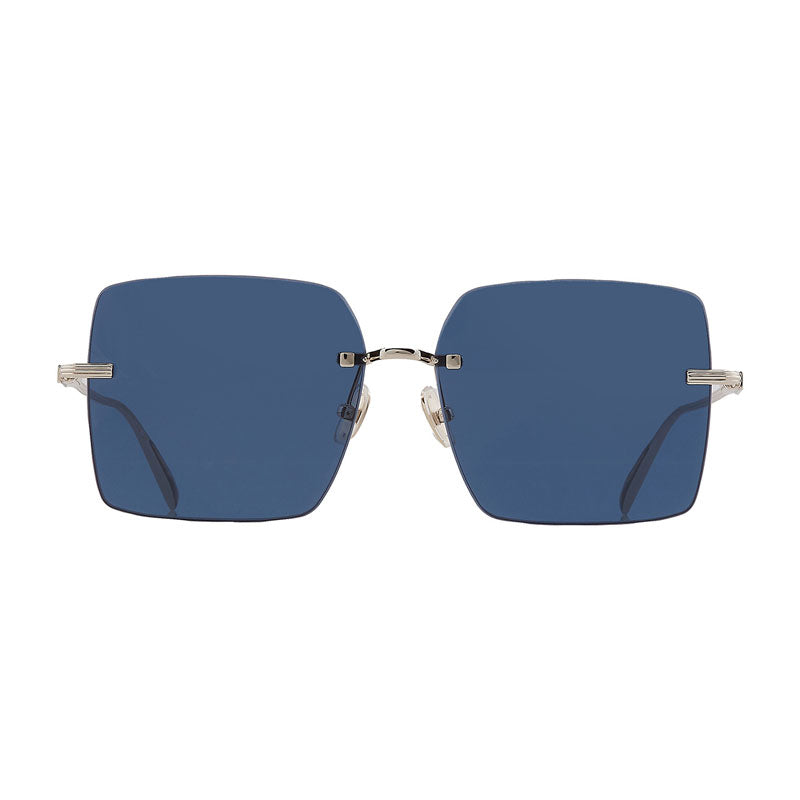Ferragamo Salvatore Ferragamo Sunglasses Square Rimless, Gold Frame and Blue Lens SF311S743