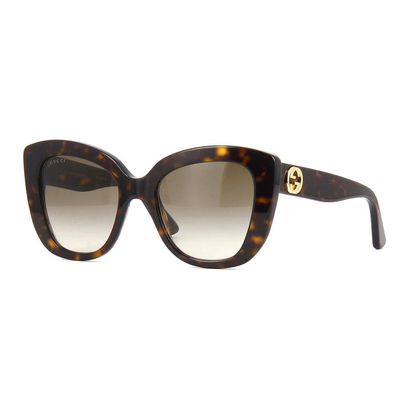 Gucci Sunglasses Butterfly Full Rim, Havana Frame and Brown Gradient Lens GG0327S002