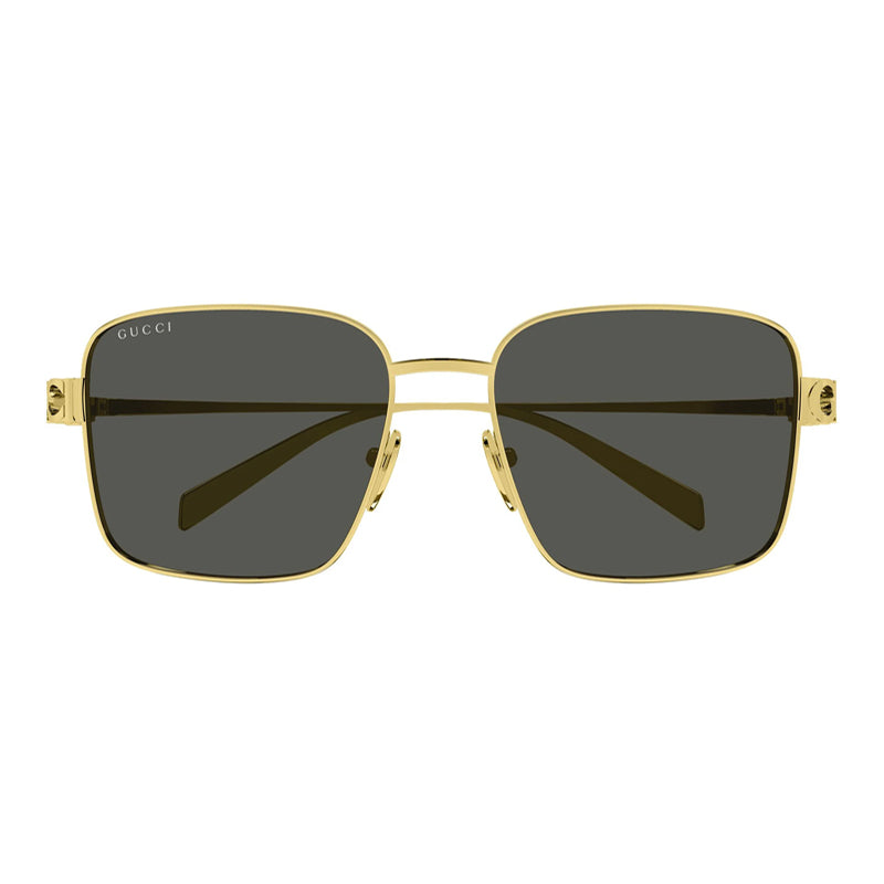 Gucci Sunglasses Square Full Rim, Shiny Gold Frame and Grey Lens GG1937S001
