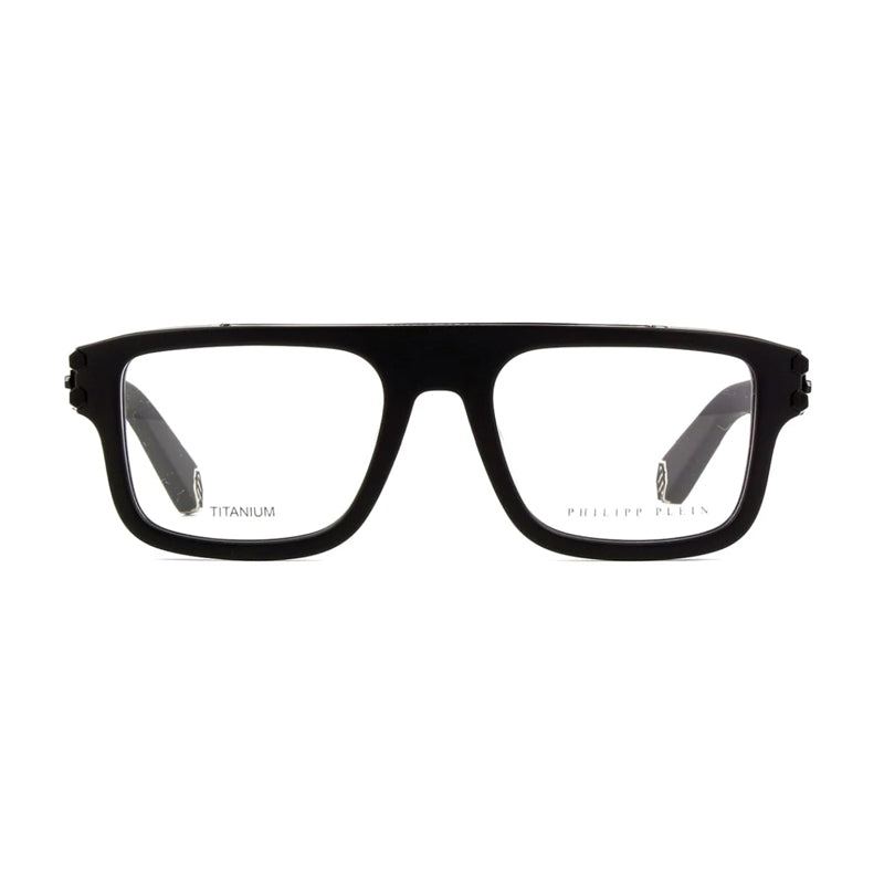 Philipp Plein Eyeglasses Square Full Rim, Matte Black Frame and Clear Demo Lenses Lens VPP021V0703