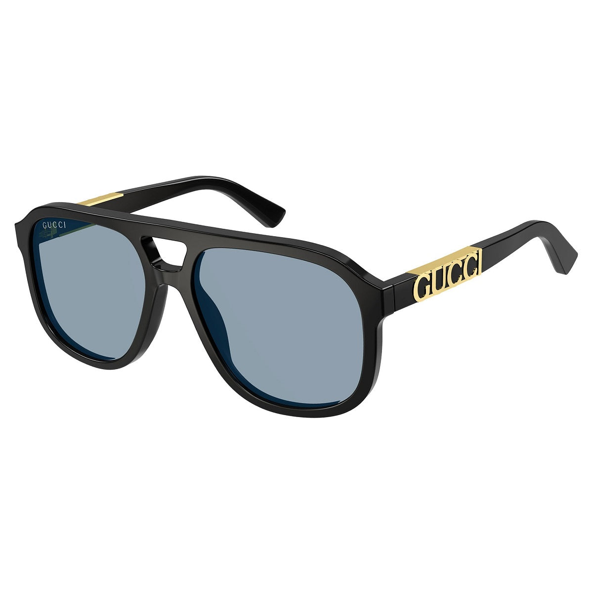 Gucci Sunglasses Aviator Full Rim, Black Frame and Blue Lens GG1188S004