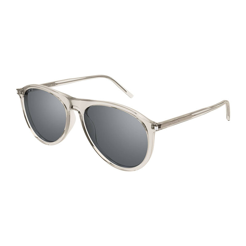 Saint Laurent Sunglasses Aviator Full Rim, Transparent Beige Frame and Grey Lens SL667003