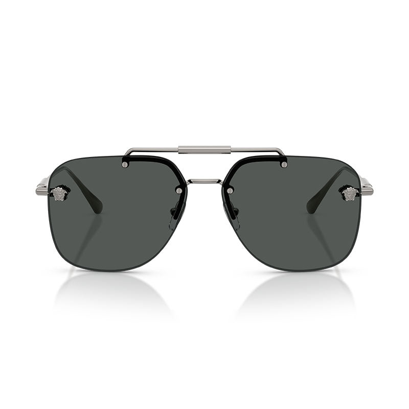 Versace Sunglasses Aviator Rimless, Gunmetal Frame and Dark Grey Lens VE2296100187