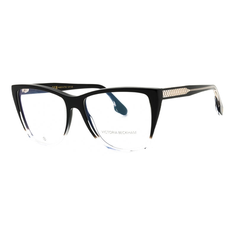 Victoria Beckham Eyeglasses Square Full Rim, Black/Crystal Frame and Clear Demo Lenses Lens VB2664009