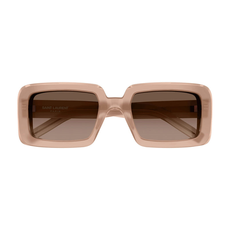 Saint Laurent Sunglasses Rectangle Full Rim, Shiny Orange Frame and Brown Gradient Lens SL534SUNRISE014