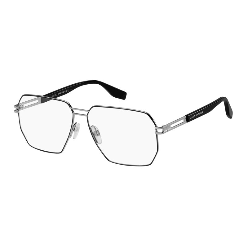 Marc Jacobs Eyeglasses Aviator Full Rim, Ruthenium/Black Frame and Clear Demo Lenses Lens MARC635085K00