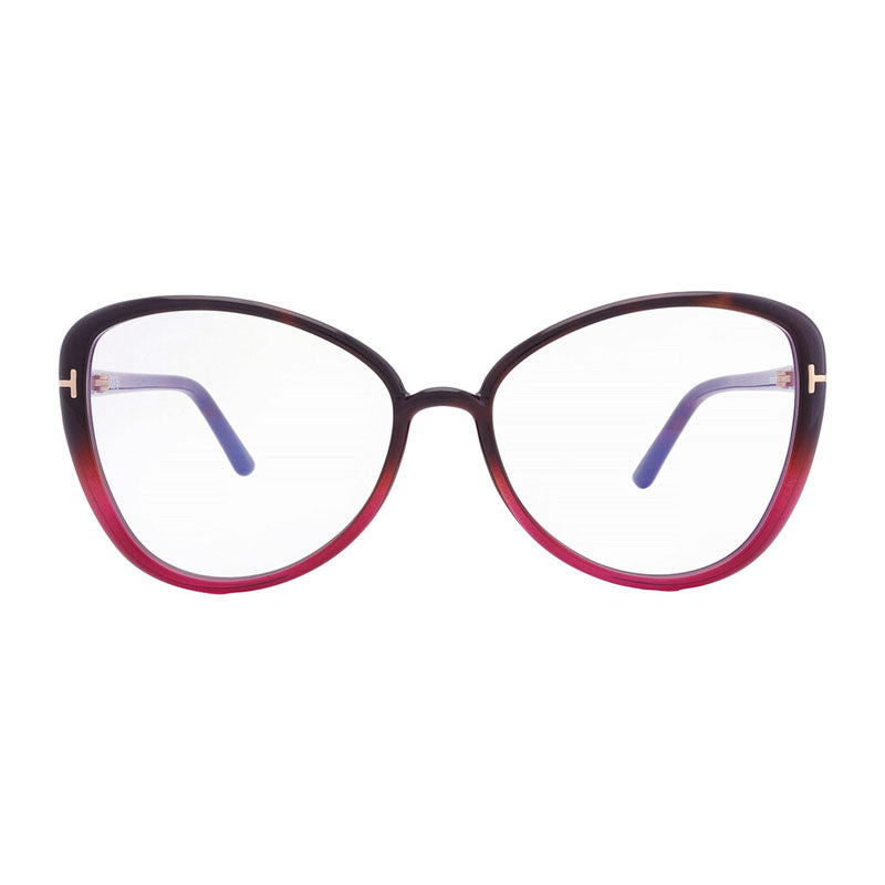 Tom Ford Eyeglasses Butterfly Full Rim, Coloured Havana Frame and Clear Blue Light Block Lens FT5907-B055