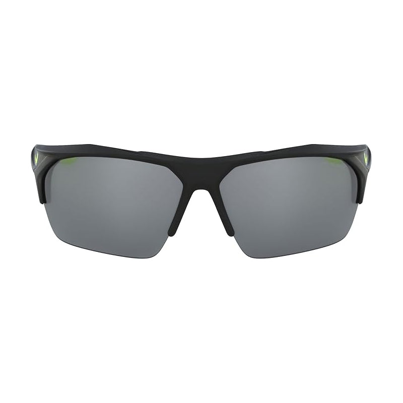 Nike Sunglasses Rectangle Semi Rim, Matte Black Frame and Grey Silver Mirrored Lens TERMINUSEV1030070