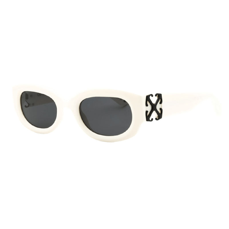 Off-White Sunglasses Oval Full Rim, White Frame and Dark Grey Lens OERI14EPALMER0107