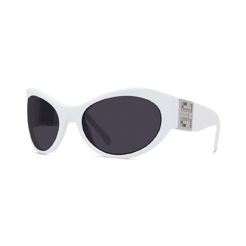 Givenchy Sunglasses Oval Full Rim, White Frame and Grey Lens GV40073I21A