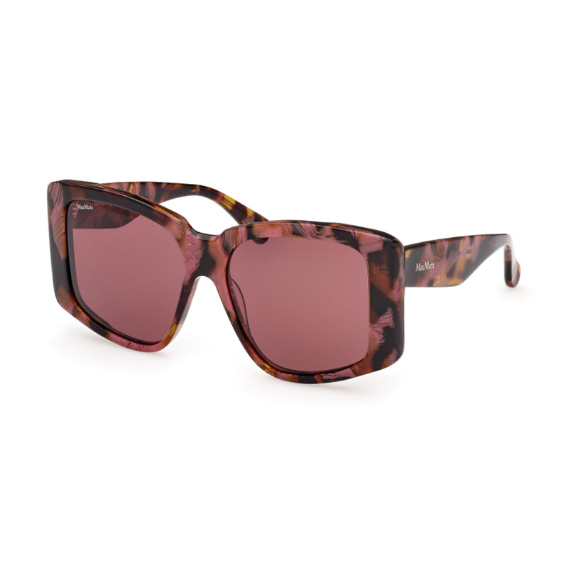 Max Mara Sunglasses Square Full Rim, Coloured Havana Frame and Bordeaux Lens MM009855S