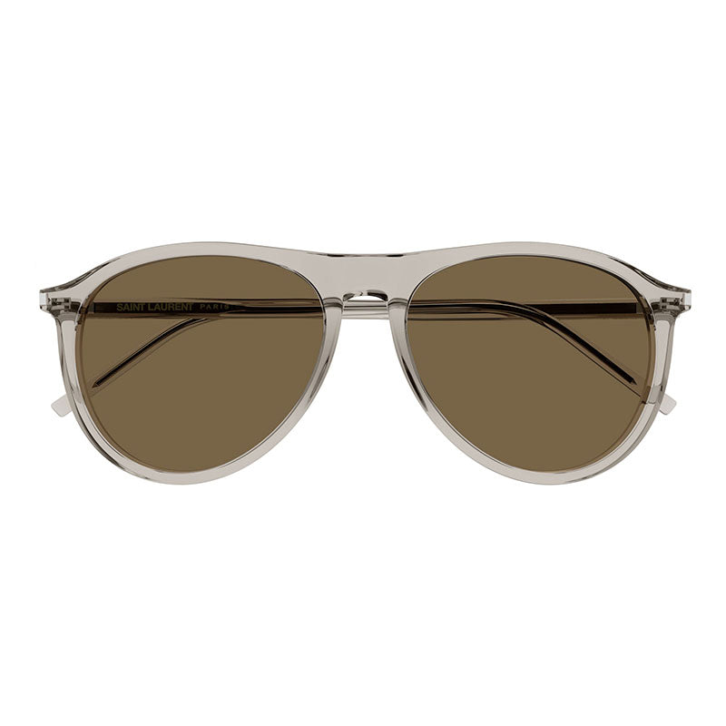 Saint Laurent Sunglasses Aviator Full Rim, Transparent Beige Frame and Brown Lens SL667004