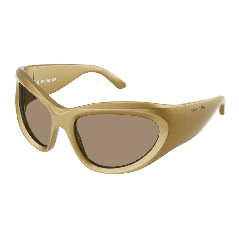 Balenciaga Sunglasses Geometric Full Rim, Gold Frame and Brown Gold Mirror Lens BB0228S004