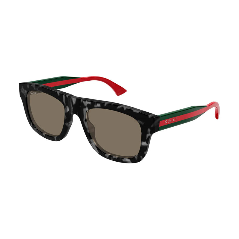 Gucci Sunglasses Square Full Rim, Grey Havana Frame and Brown Lens GG1991S002