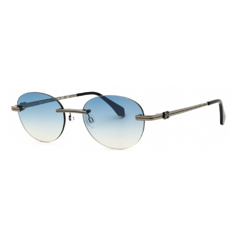 Palm Angels Sunglasses Oval Rimless, Gunmetal Frame and Blue Gradient Electric Lens PERI10HCRYSTAL1007