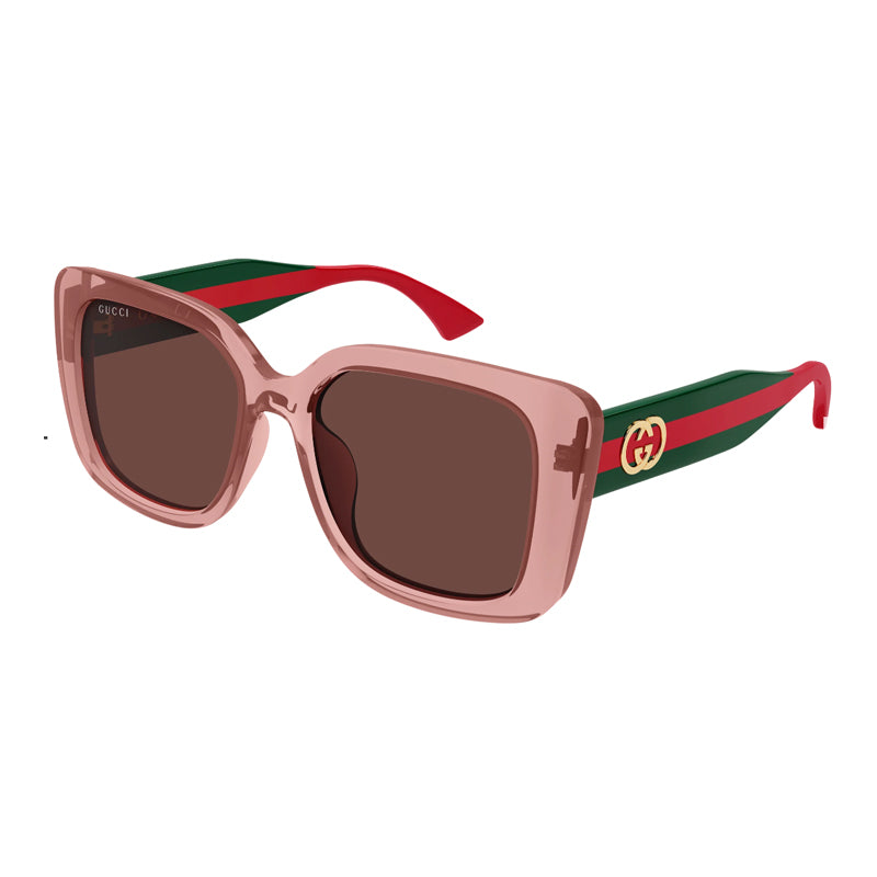 Gucci Eyeglasses Square Full Rim, Transparent Pink/Green/Red Frame and Violet Lens GG2118SA003
