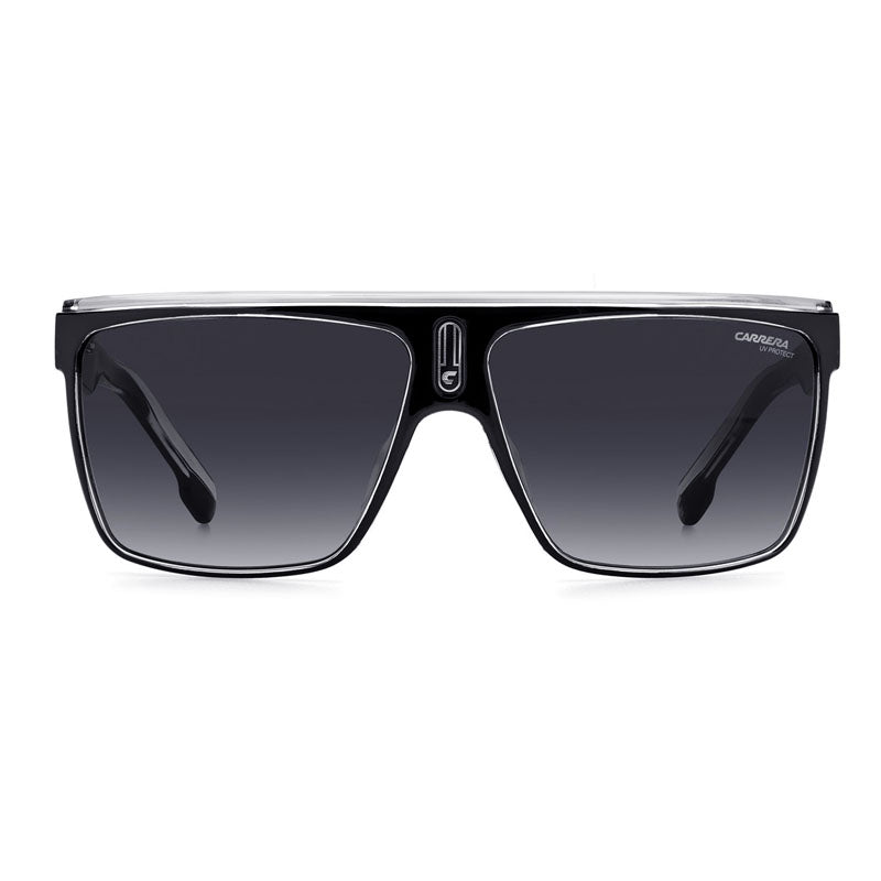 Carrera Sunglasses Rectangle Full Rim, Black/White Frame and Grey Gradient Lens CARRERA22/N080S9O