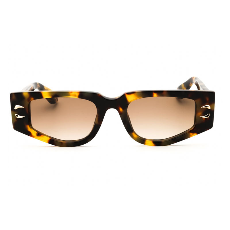 Roberto Cavalli Sunglasses Rectangle Full Rim, Matte Yellow Havana Frame and Brown Gradient Lens SRC057M0777