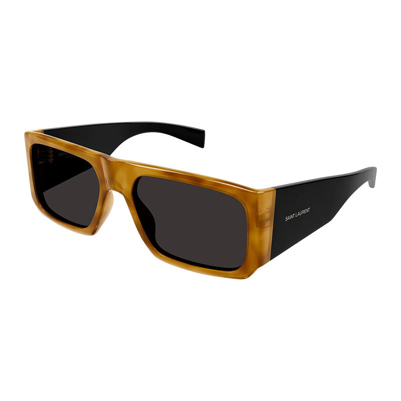 Saint Laurent Sunglasses Geometric Full Rim, Brown Havana/Black Frame and Grey Lens SL635ACETATE005