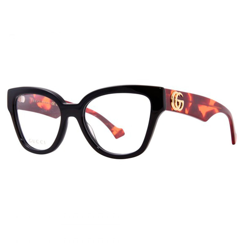 Gucci Eyeglasses Cat Eye Full Rim, Black Havana Frame and Clear Demo Lenses Lens GG1424O007