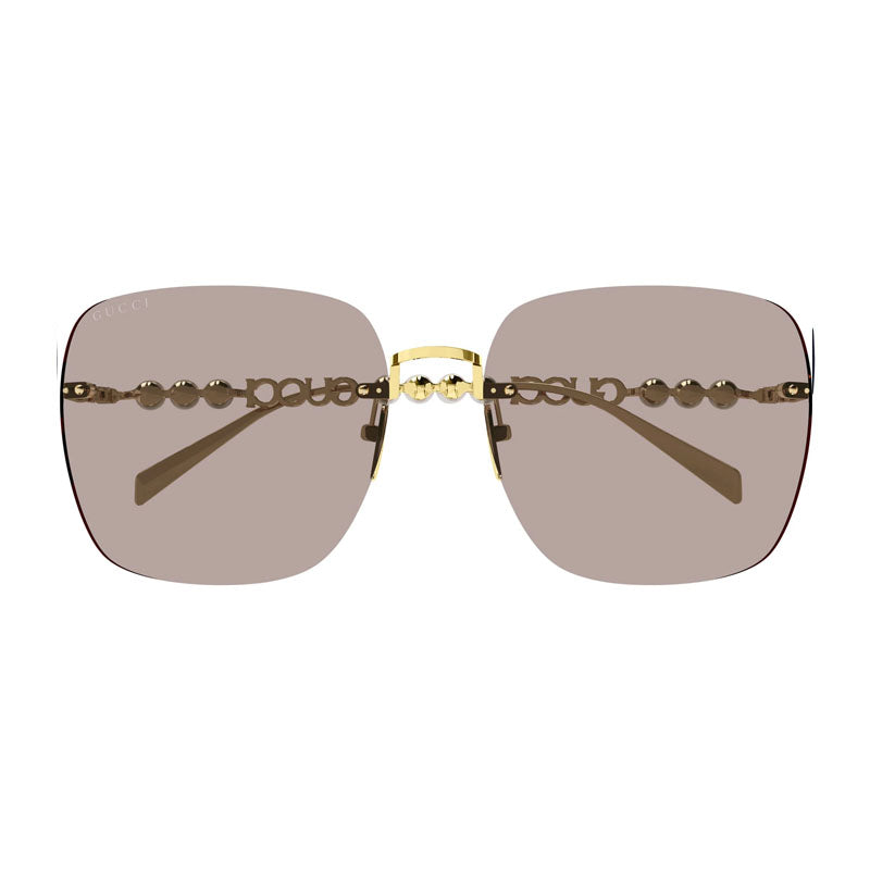 Gucci Sunglasses Square Rimless, Gold with White Pearl Frame and Pink Lens GG1923SA004