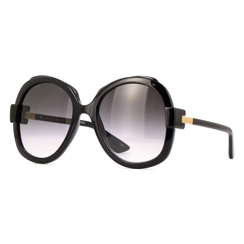 Gucci Sunglasses Geometric Full Rim, Shiny Black Frame and Grey Gradient Lens GG1432S001