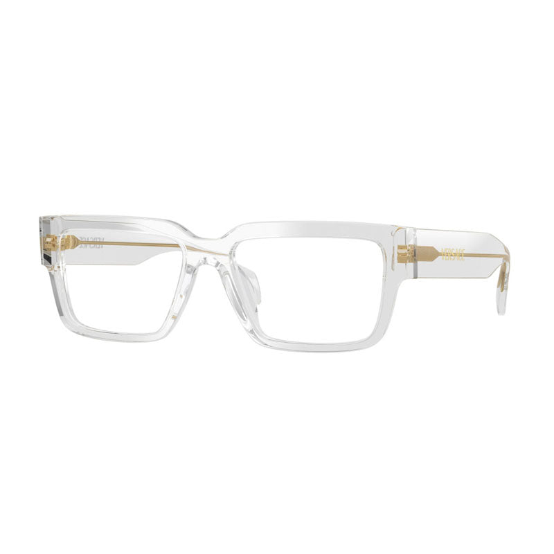 Versace Eyeglasses Square Full Rim, Transparent Light Grey Frame and Clear Demo Lenses Lens VE3374U5519