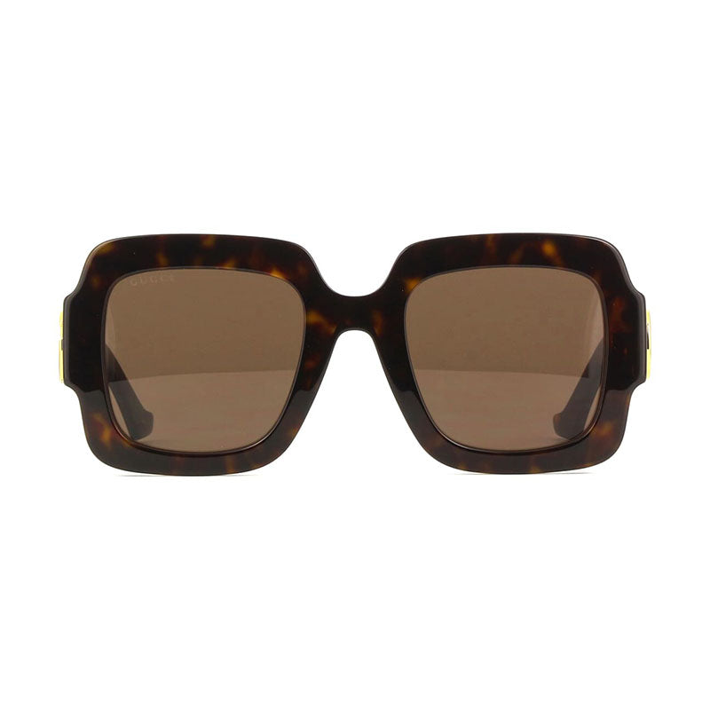 Gucci Sunglasses Square Full Rim, Dark Havana Frame and Brown Lens GG1547S002