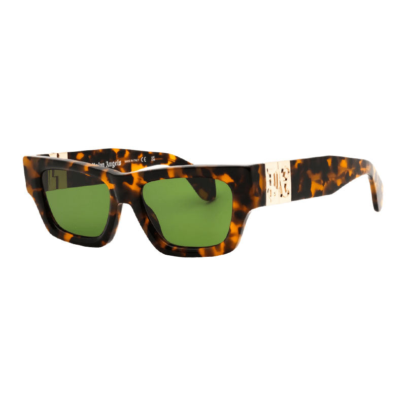 Palm Angels Sunglasses Square Full Rim, Havana Frame and Green Lens PERI10JMAGNOLIA6055