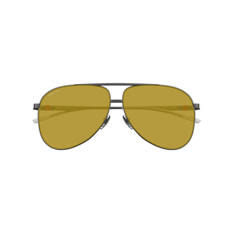 Gucci Sunglasses Aviator Full Rim, Ruthenium Frame and Brown Lens GG1677S003