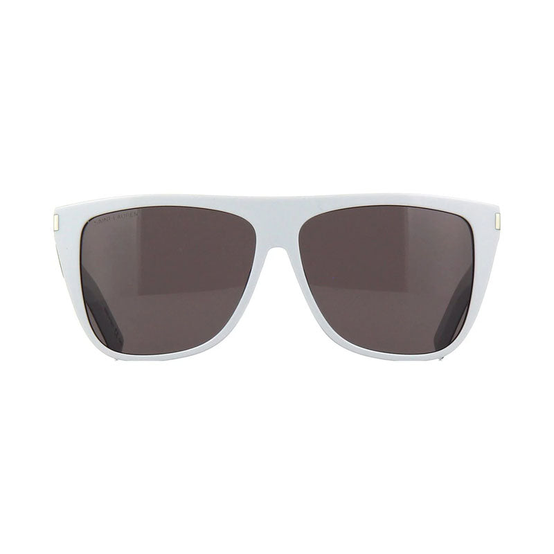 Saint Laurent Sunglasses Square Full Rim, White Frame and Grey Lens SL1020