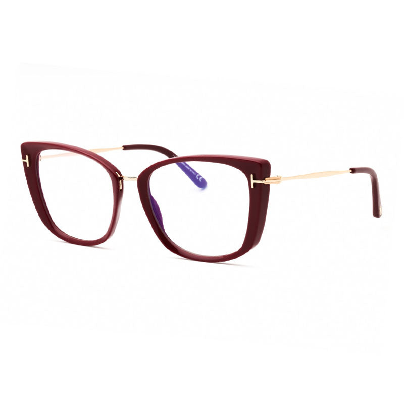 Tom Ford Eyeglasses Cat Eye Full Rim, Shiny Fuchsia/Rose Gold Frame and Clear Blue Light Block Lens Lens FT5816-B074