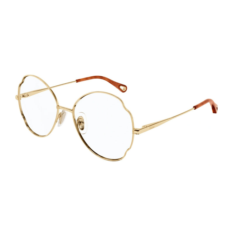 Chloe Eyeglasses Geometric Full Rim, Gold Frame and Clear Demo Lenses Lens CH0097O001