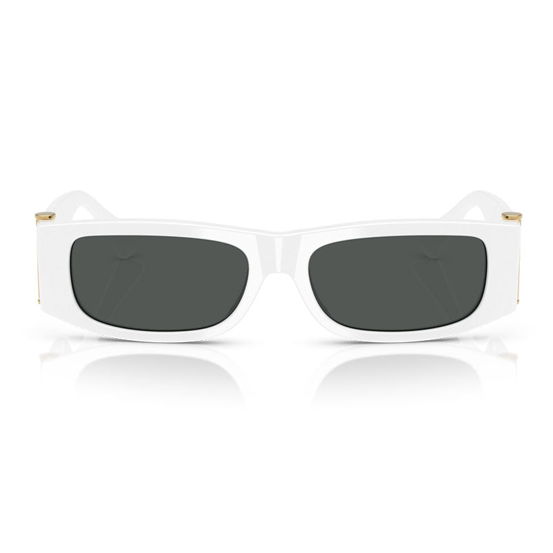 Versace Sunglasses Rectangle Full Rim, White Frame and Dark Grey Lens VE4476U545987
