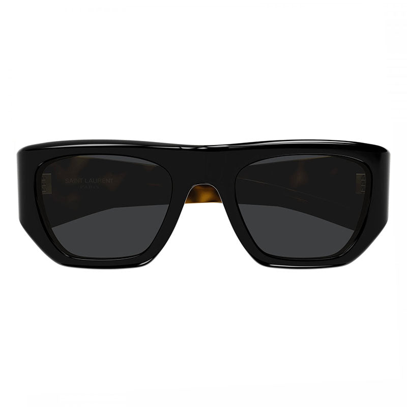 Saint Laurent Sunglasses Square Full Rim, Black/Havana Frame and Dark Grey Lens SL740004