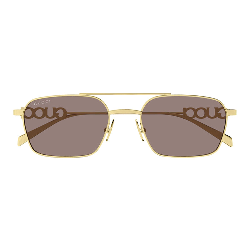 Gucci Sunglasses Square Full Rim, Gold Frame and Brown Lens GG1804S003