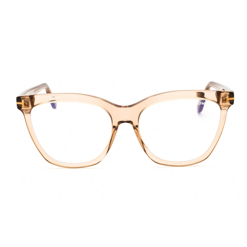 Tom Ford Eyeglasses Butterfly Full Rim, Shiny Light Brown Frame and Clear/Blue-Light Block Lenses Lens FT6042-B045