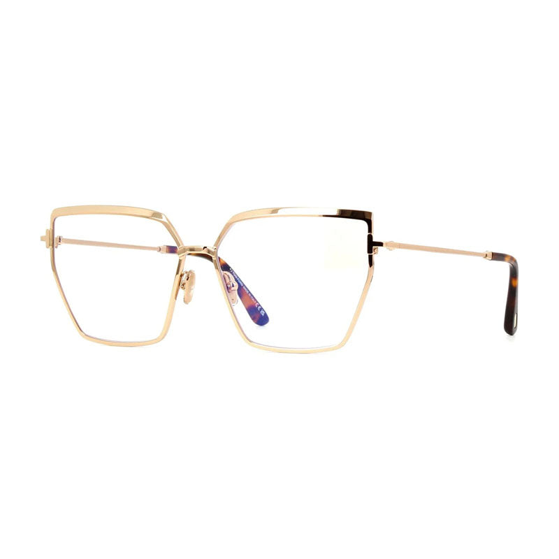 Tom Ford Eyeglasses Butterfly Full Rim, Shiny Rose Gold Frame and Clear Blue Light Block Lens FT5946-B028