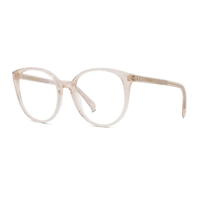 Celine Eyeglasses Square Full Rim, Shiny Transparent Rose Glitter Frame and Clear Demo Lens Lens CL50077I073