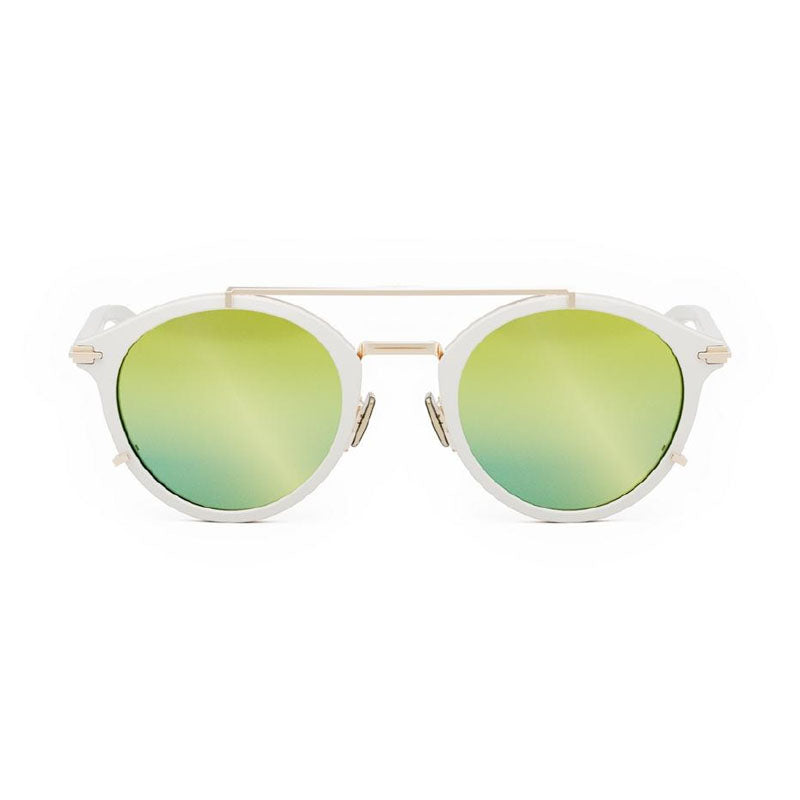 Dior Sunglasses Round Full Rim, Ivory Frame and Green Mirror Lens DIORBLACKSUITR7U95H6
