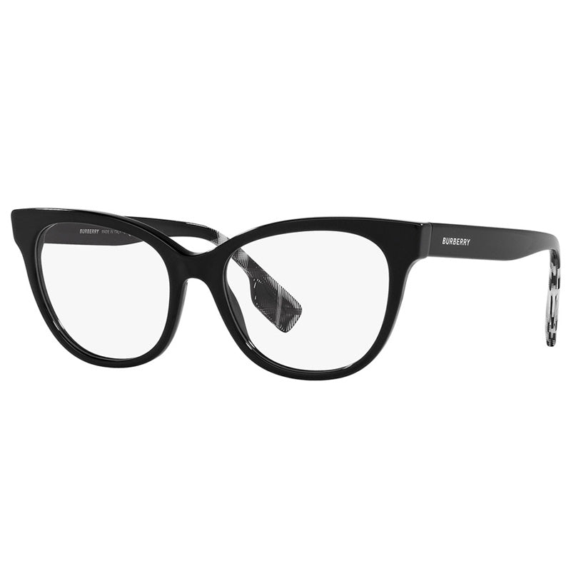 Burberry Eyeglasses Cat Eye Full Rim, Black Frame and Clear Demo Lenses Lens BE23753001