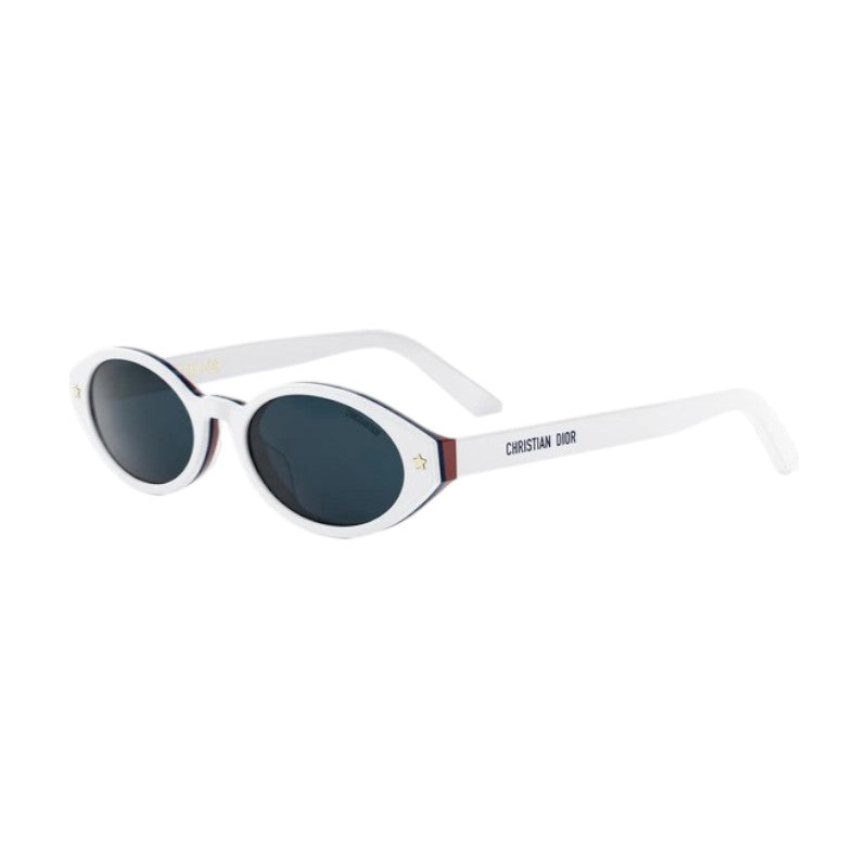 Dior Sunglasses Oval Full Rim, White Frame and Blue Lens DIORPACIFICR1F50B0