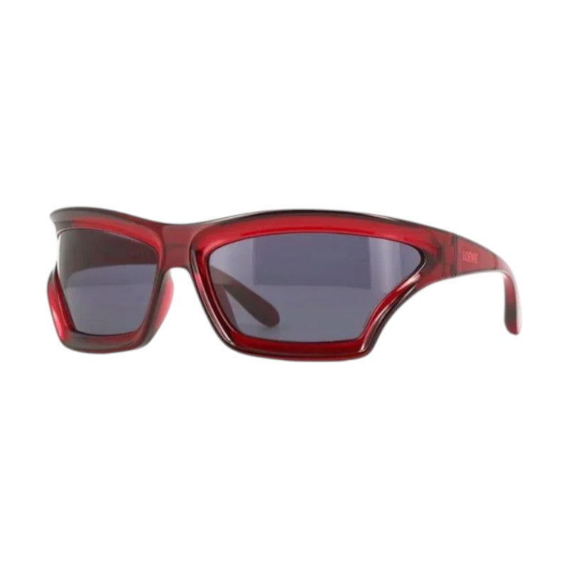 Loewe Sunglasses Rectangle Full Rim, Shiny Red Frame and Grey Lens LW40143U66A