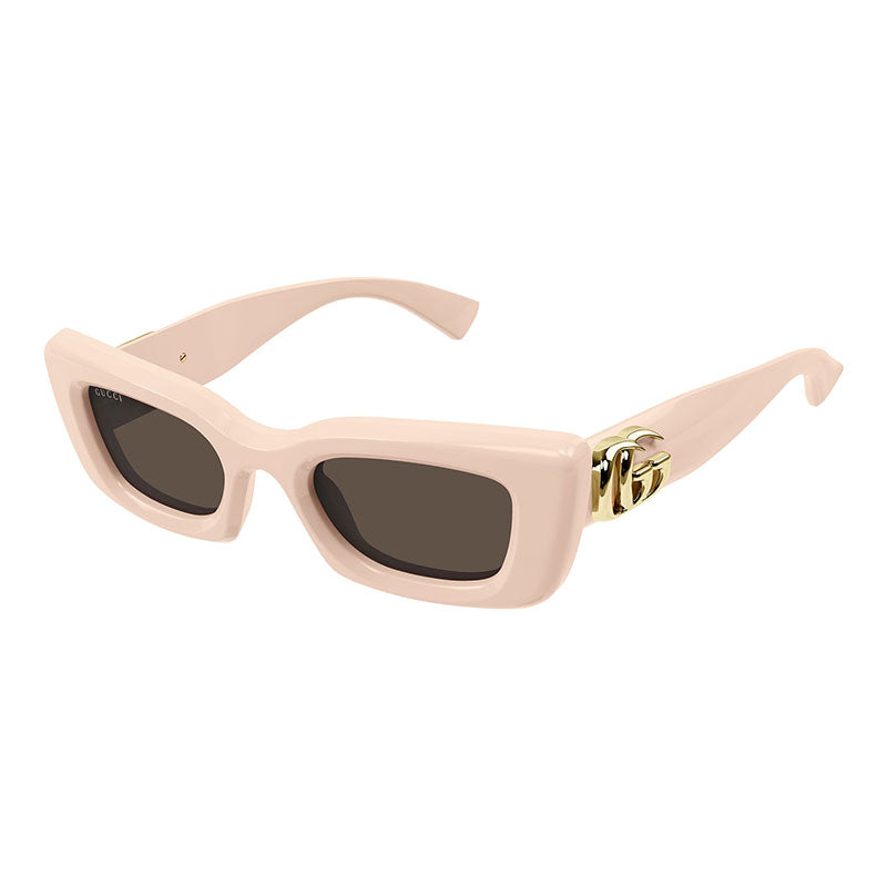 Gucci Sunglasses Rectangle Full Rim, Pink Frame and Brown Lens GG1827S005