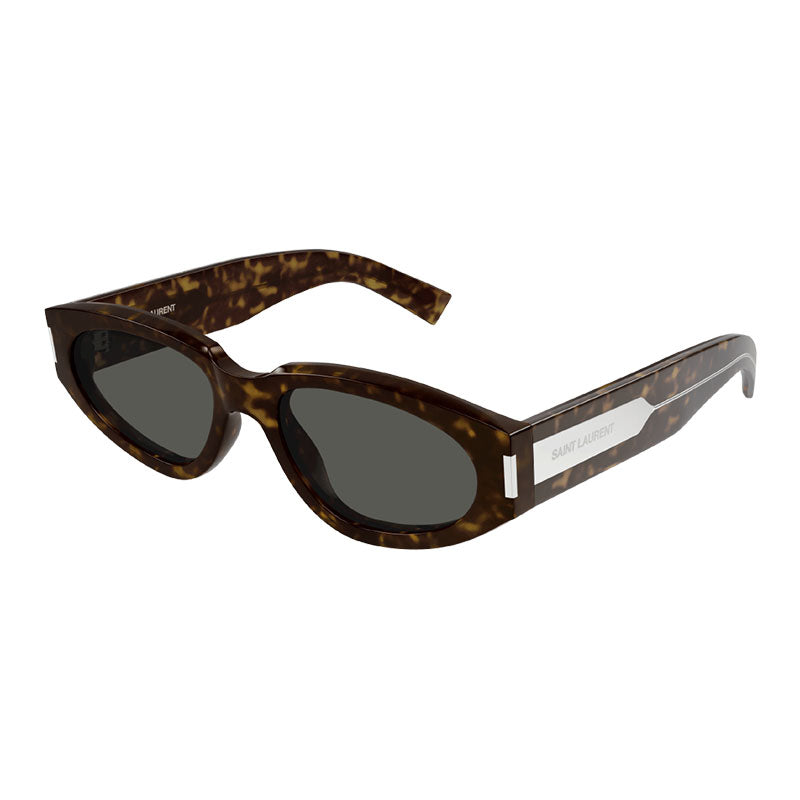 Saint Laurent Sunglasses Round Full Rim, Dark Havana Frame and Grey Lens SL618002