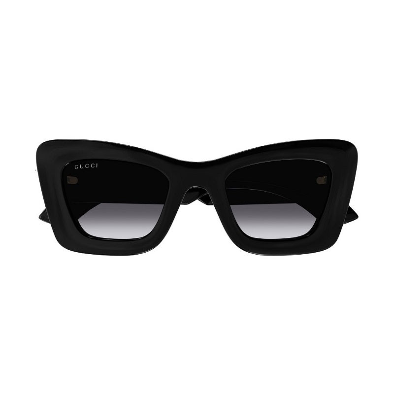 Gucci Sunglasses Cat Eye Full Rim, Shiny Black Frame and Grey Gradient Lens GG1552S001