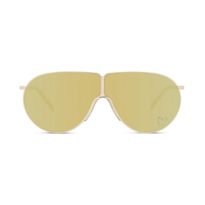 Stella McCartney Sunglasses Shield Full Rim, Gold Frame and Brown Gold Mirror Lens SC40064I30C