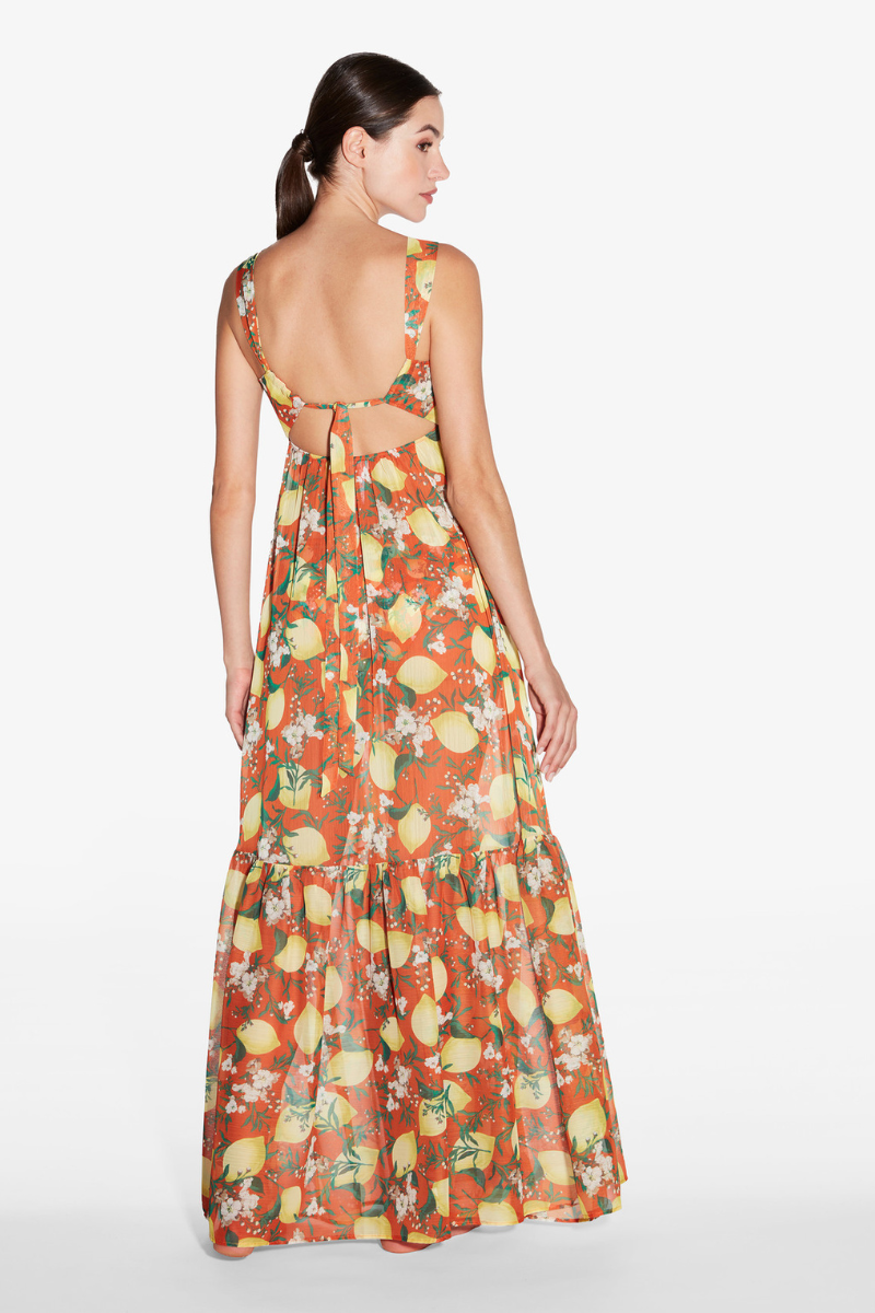 La Perla Amalfi Twist Long Dress In Orange Plm0074190