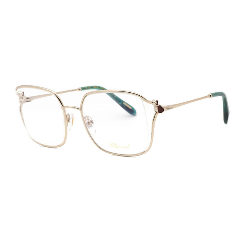 Chopard Eyeglasses Rectangle Full Rim, Shiny Light Gold Frame and Clear Demo Lenses Lens VCHG29S0594